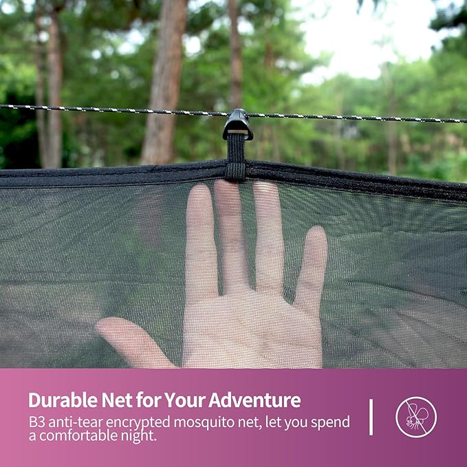Hammock Anti-Mosquito System - Includes Double Hammock and Bug Net - Set of Essentials for Camping Hiking (Pink Hammock + Bug net)
