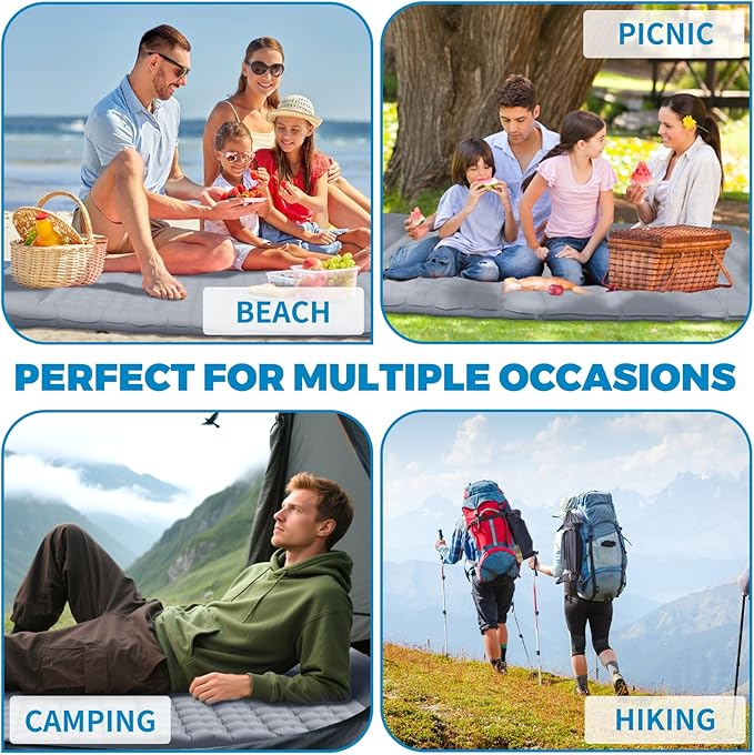 Double Camping Air Mattress with Built-in Foot Pump for 2 Person Heavy Duty Waterproof Inflatable Sleeping Pad for Backpacking Hiking Tent Upgraded 84.6 x 51.5 x 8 (Grey)