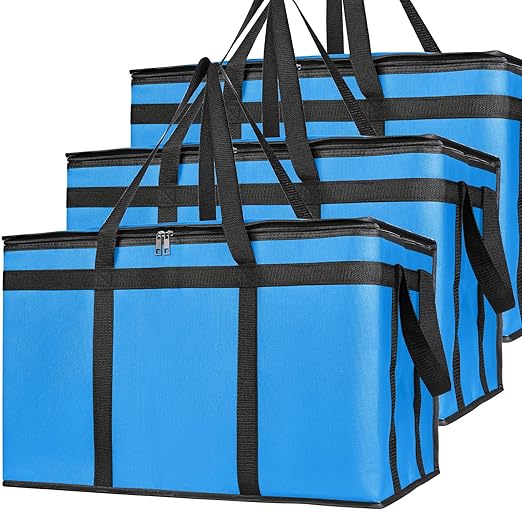 Bodaon Large 3-Pack Insulated Food Delivery Bag XXXL Pizza Cooler Bags Rideshare Delivery Bag Thermal Cold/Hot Styrofoam Carrier for Travel/Shopping/Catering/Car Warmer/Frozen
