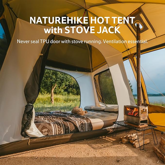 Naturehike Dune Hot Tent with Stove JackDouble Layer 4 Season TentWaterproof 2-4 Person Tents for Camping