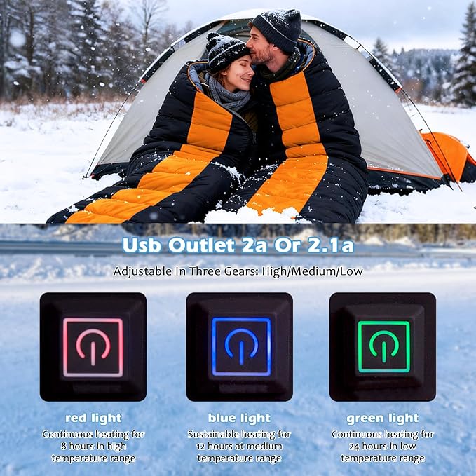 Sleeping Bags for Adults Backpacking Camping Sleeping Bag for Kids Heated Sleeping Bag for Camping Outdoor Hiking Rechargeable Lightweight Compact Camping Essentials Gear