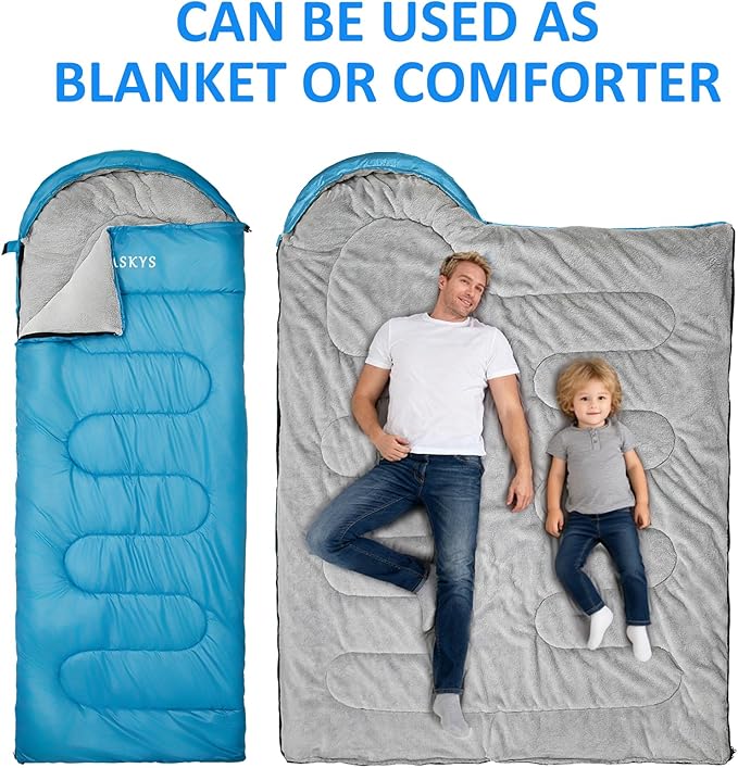 oaskys Camping Sleeping Bag - 3 Season Warm &amp Cool Weather - Summer Spring Fall Lightweight Waterproof for Adults Kids - Camping Gear Equipment Traveling and Outdoors