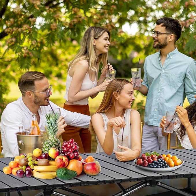 Outdoor Folding Table with Carrying Bag Roll-Up Rectangular Table Large Capacity Ultralight Dinner Desk for Picnic Camping Trip Beach BBQ