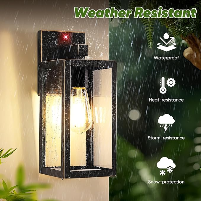 2-Pack Upgraded Motion Sensor Outdoor Wall Lights Dusk to Dawn Porch Lights Outdoor Wall Sconce Lantern 3 Lighting Modes Exterior Lighting Fixtures Bronze Outside Lights for House Front Door Garage