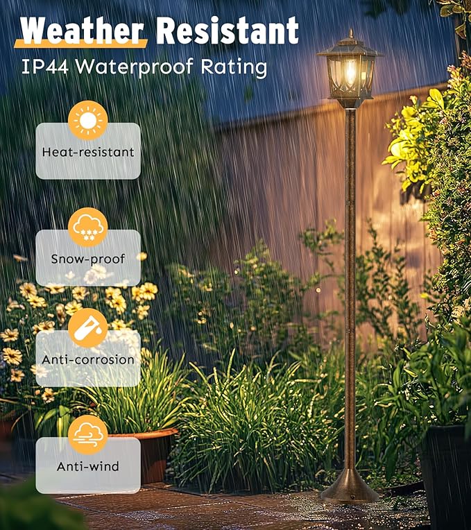 63 Solar Lamp Post Light 2 Pack Solar Light Posts for Outside Waterproof Outdoor Lamps for Patio Backyard Front Porch Decor Warm White Replaceable Bulb