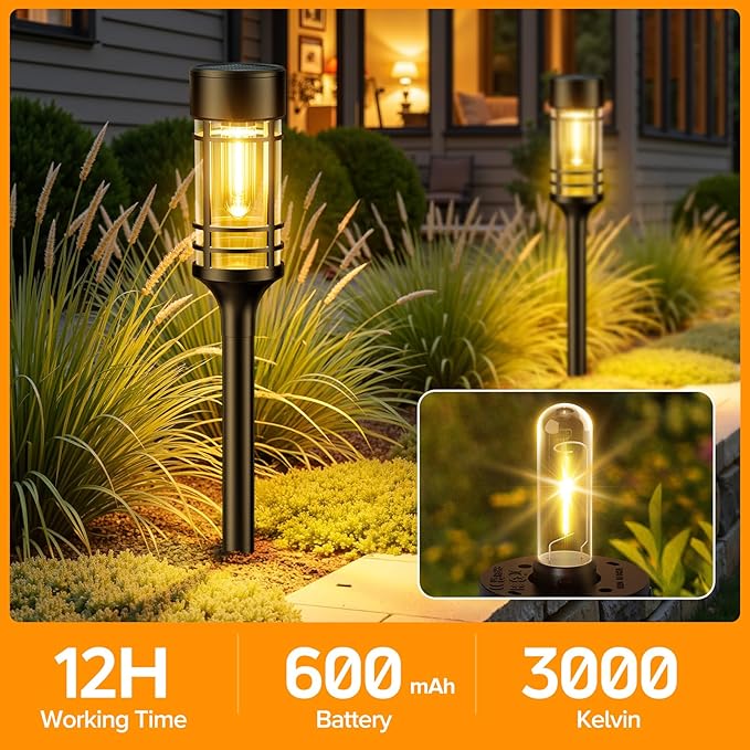 LETMY Solar Pathway Lights Outdoor 4 Pack Solar Lights Outdoor Waterproof IP65 Bright Garden Light for Yard Walkway Driveway Landscape Garden Decor