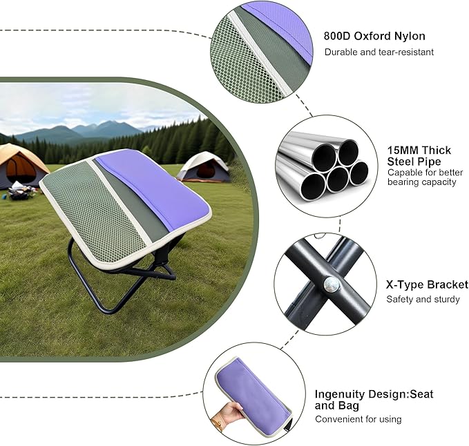 Portable Stool with Shoulder Strap-Pocket Chair for MountaineeringPicnicHiking and FishingHandbag Style Bi-Color Foldable Stool