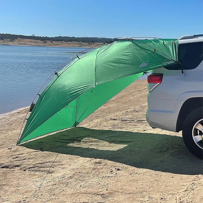 Kamp-Rite KAMPAWN319 SUV Sport Multi Use Outdoor Shade Shelter Tent Camping Awning w/ 3 Poles 2 Legs &amp Carry Bag Jolly Green