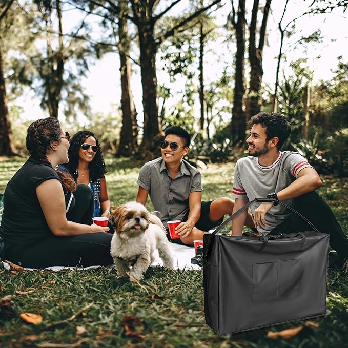 Portable Camping Table Storage Bag600D Folding Table Cover for GREGIN Grill Table with Mesh DesktopWaterproof Storage Tote Bag with Zipper Handle3 FT Black24 L×18 W×3 H