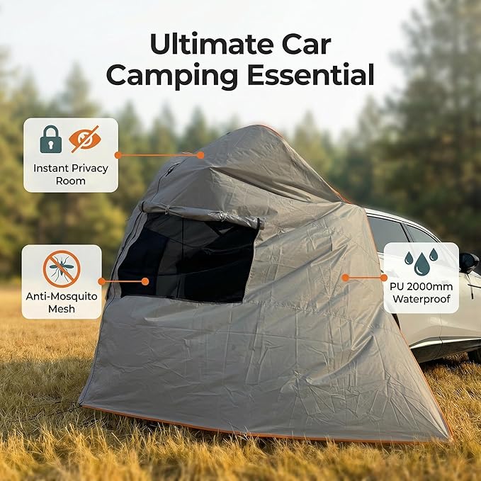 Instant Hatchback Cabana Privacy Changing Room Car Camping Tent Rope Fastened Tailgate Shelter for SUV Van MPV
