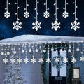 Christmas Snowflake Lights 10.66ft 168 LED Icicle Lights Outdoor with 14 Drops 8 Modes Waterproof Connectable Christmas Light for Eaves Wedding Garden Yard Indoor Outdoor Xmas Decorations (White)