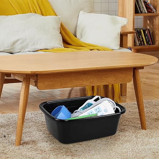 Sadstory 16 Quart Plastic Wash Tub Rectangular Dishpan Black 4 Packs