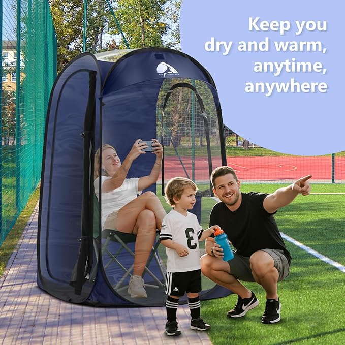 Sports Pod Kilindeer Pop Up Weather Tent for 1 Person – Portable All-Weather Shelter with Clear TPU Panels Instant Setup for Outdoor Events Camping Hiking Wind &amp Rain Protection