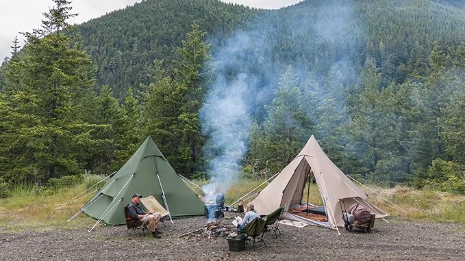 DOD RX Pyramid Tent for Camping - Durable All Season Teepee Tent for Adults Outdoor Camping - 6 Person Tipi Pyramid-Shaped Camping Tent - Quick Easy Setup - Large