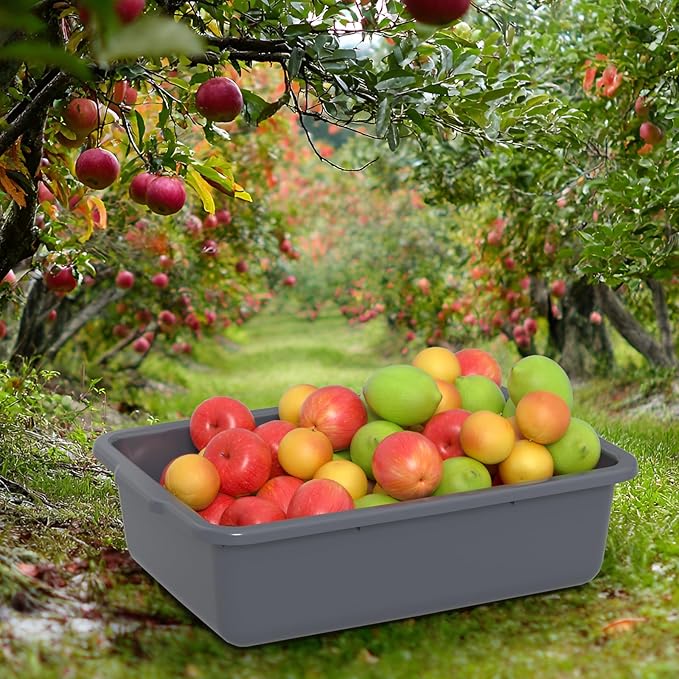35 L Commercial Bus Tubs Large Plastic Bus Tub Box for Restaurant Gray 4 Packs