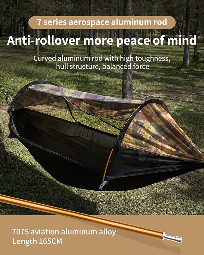 Camping Hammock Tent with Mosquito Net and Sunshade Extra Large for 2 Person Lightweight Hanging Hammocks Tree Straps Bivvy Ground Tent for Outside Hiking and Travel