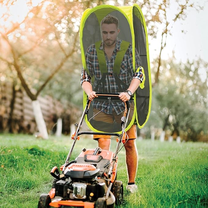 WeatherPod Short Bug-Screen Walking Pod – Pop-Up Wearable Mosquito &amp Bug Screen with Mesh – Fine Gauge Fully Enclosed Personal Bubble – Dark Gray