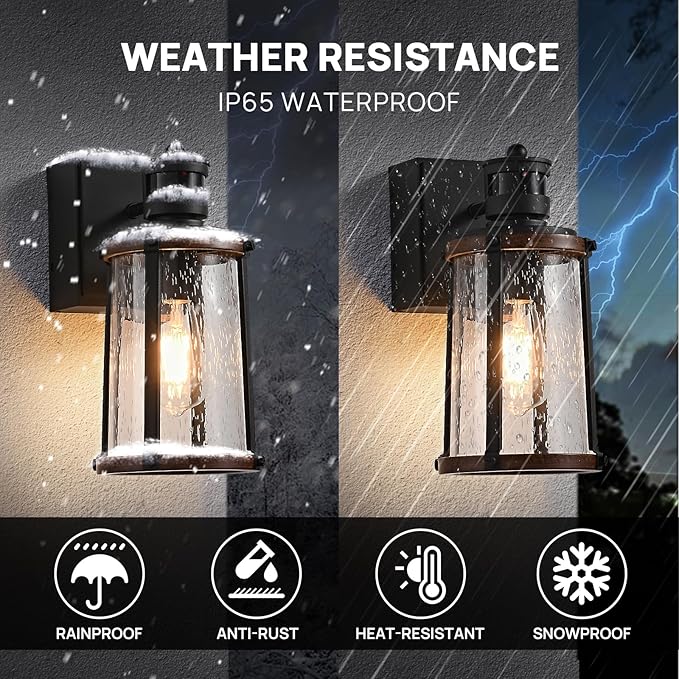 Dusk to Dawn Motion Sensor Outdoor Light with GFCI Outlet Waterproof Outside Porch Light Exterior Lighting Fixtures for House Garage Front DoorBulb Included12.5 H1PC