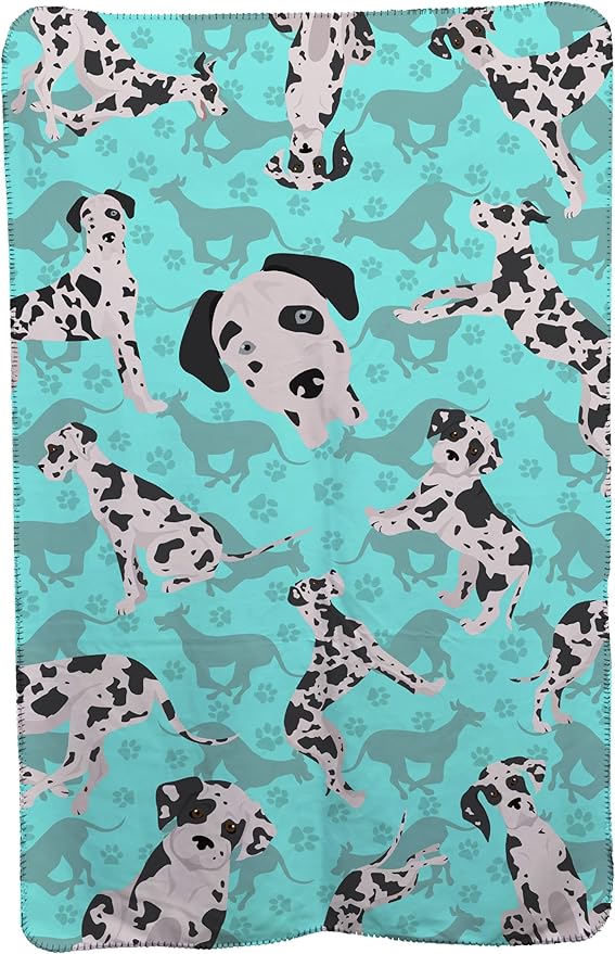 Caroline's Treasures MLM1029TBLT Harlequin Natural Ears Great Dane Soft Travel Blanket with Bag Airplane Blanket Indoor Outdoor Camping Blanket for Traveling Picnics Beach Trips Concerts