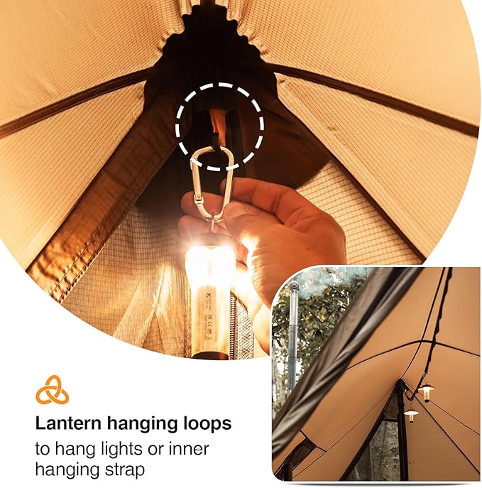 OneTigris ASH Canopy Hammock Hot Tent Spacious Waterproof Windproof 4 Season Tent with Poles for Camping Hiking Bushcrafting Survivalist Car Trips