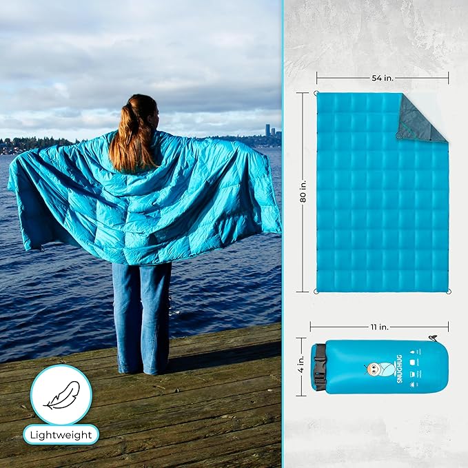 Puffy Blanket for Cold Weather - Down Camping Blanket with Sustainable Insulation Lightweight &amp Warm Outdoor Camping Quilt Water-Resistant Compact &amp Packable