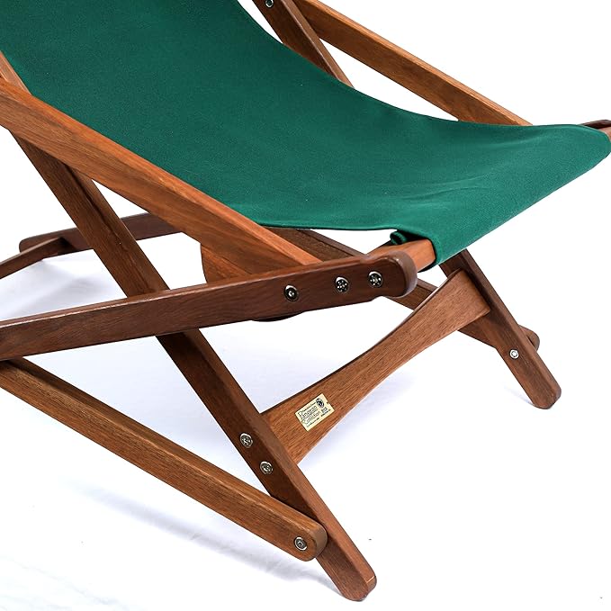 BYER OF MAINE Pangean Glider Chair – Folding Wood &amp Canvas Chair – Portable Outdoor Chair for Porch Patio or Beach in Forest Green