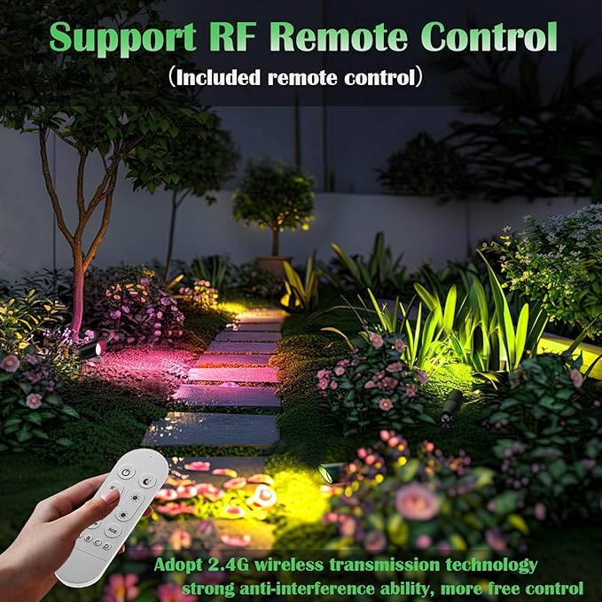 RGB Landscape Lighting Smart Low Voltage Landscape Lighting Kit with Color Changing 4 Pack 12 Volt Landscape Lights Outdoor Spot Lights for Yard Garden LightingRemote/APP/Voice Control.