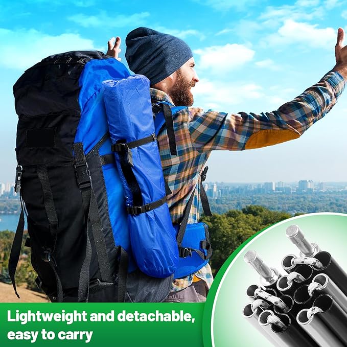 Aluminum Tent Poles Replacement - Pre-Assembled Tent Poles Stakes Fits Both Female and Male Ends - Lightweight Tent Pole Repair Kit for Hiking Camping Backpacking Tent 20FT