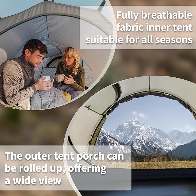 Naturehike Opalus 4 Season Camping Tent Waterproof 2-3 Person Backpacking Tent Double Layer Tunnel Winter Tents for Camping