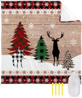 Beach Blanket Waterproof Sandproof Christmas Tree Elk Shadow Winter Snow Quick Drying Beach Mat with 4 Stakes Leopard Trees Farm Vintage Wood Lightweight Picnic Blanket for Travel Camping 118x108