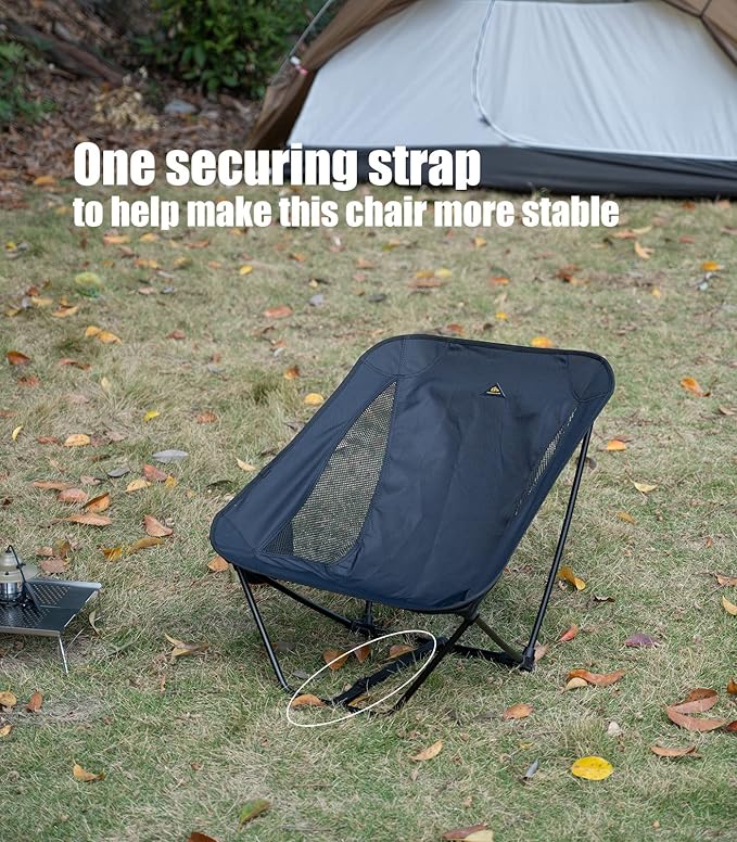 iClimb Low Ultralight Compact Camping Folding Chair with Side Pocket and Carry Bag (Green)