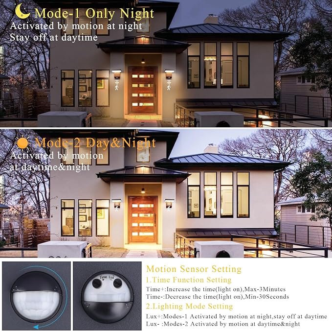 Motion Sensor Outdoor LightBronze LED 24W Exterior Motion Porch Light Modern Outdoor Wall Sconce IP65 Waterproof 3000K for House Garage
