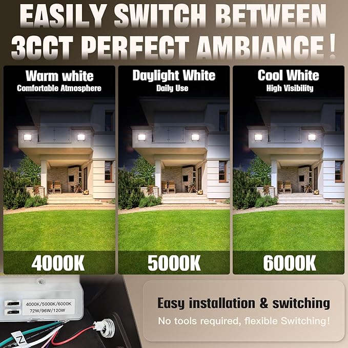 Dimmable 120W/96W/72W LED Wall Pack Light with Dusk to Dawn Photocell18000LM 1000W HPS/HID Equiv.6000K/5000K/4000K Daylight Outdoor Security LightingCommercial Wall Mount Lights for WarehouseYard