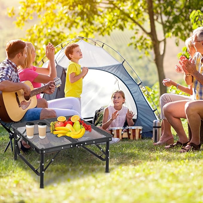 RedSwing Portable Grill Table for Outside Aluminum Square Folding Grill Stand Table for Outdoor Camping Picnic BBQ Lightweight Adjustable Height 24x24 Black
