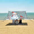 ALAZA Christmas Snowman Cardinal Bird Beach Tent Sun Shelter UPF50+ Protection Beach Shade Canopy w/ 4 Sandbags for Outdoor Camping Fishing Backyard Fun Picnic 10x9 ft