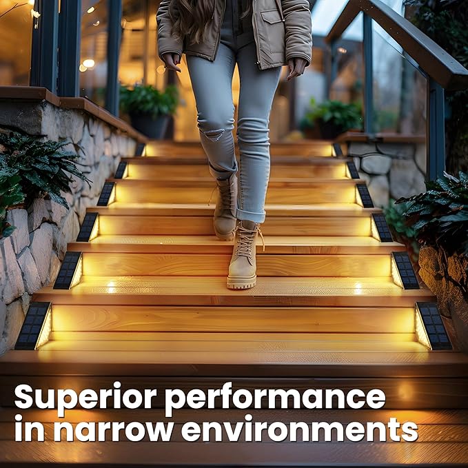 SOLPEX Solar Step Lights for Outside 24 LEDs Solar Stair Lights Outdoor Waterproof Decor for Porch Front Door Stair Step Deck Fence Balcony Patio Wall Yard Garden(6 Pack Warm White)