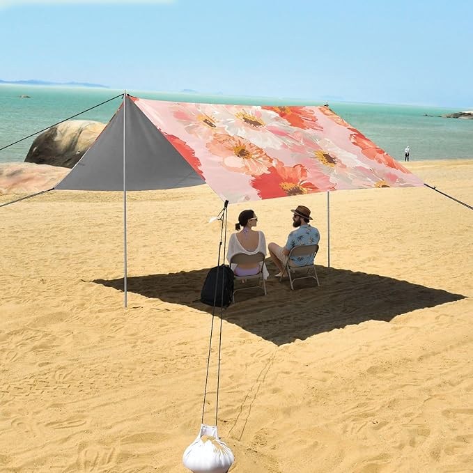 Beach Tent Sun Shelter Spring Flower Lightweight &amp Easy Setup Beach Shade Canopy for Camping Fishing