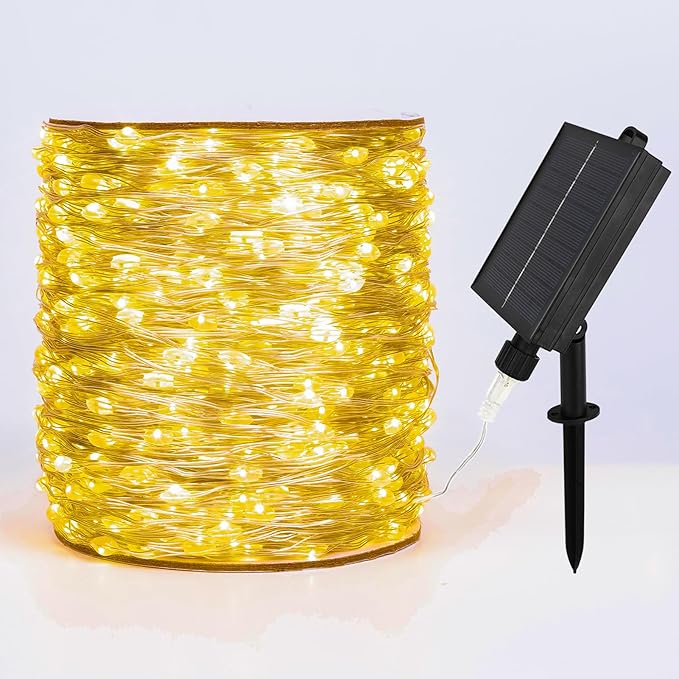Solar String Lights for Outside200FT 600 LEDs Solar Fairy LightsWaterproof 8 Modes Button Outdoor String Light for Patio Garden Backyard Tree Wedding ChristmasSilver WireWarm White