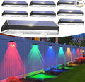 Solar Fence Lights Outdoor Waterproof Led RGB Color Changing Solar Outdoor Lights Fence Solar Powered Light for Outside Backyard Wall Patio Deck Railing Stair (8 Pack)