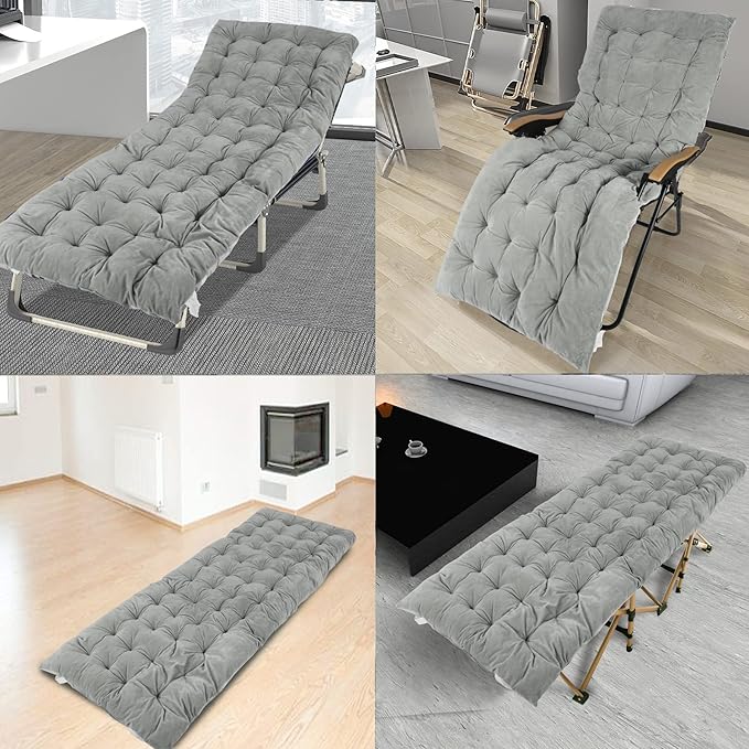 REDCAMP Extra Thick Folding Sleeping Cot Pads 75x28Comfortable Soft Velvet Cotton Camping Cot Mattress Pad for Hiking BackpackingNavy Gray Brown