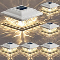 Brizled Solar Post Lights 6 Pack LED Solar Fence Cap Lights for 4x4 5x5 6x6 Wooden Posts Warm White Fence Top Post Light Column Landscape Outdoor Lighting for Outside Garden Patio Yard