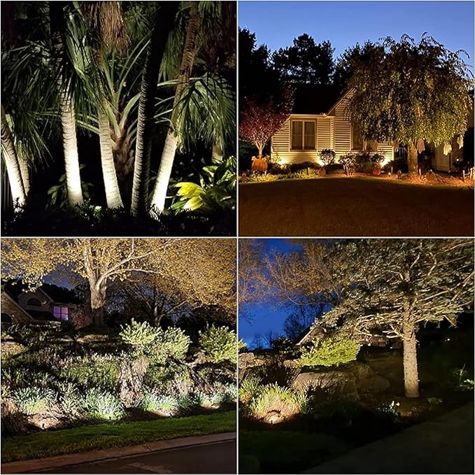 VENUS MANUFACTURING 16 Pack Low Voltage Landscape Flood Light 5 Watt LED Outdoor Landscape Lighting Kits 400 Lumen Black Waterproof Spotlights 12V 2700K Warm White Metal Tree Lights for Garden &amp Y