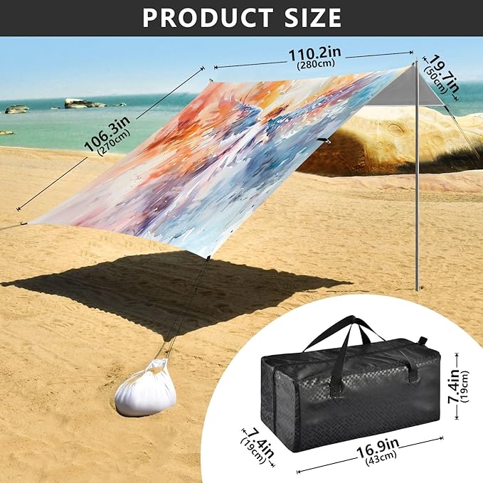 Camping Sun Shelters Angels in Watercolor Beach Canopy 126 * 110.2in