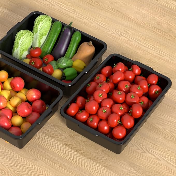 Set of 12 15 L Plastic Bus Tub Commercial Bus Box Black Restaurant Food Service Dish Tub
