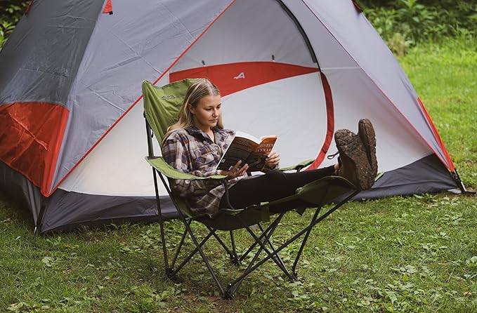 ALPS Mountaineering Escape Lounge Camping Chairs for Adults with Footrest and Adjustable Armrests Sturdy Steel Frame Compact Foldable Design and Carry Bag