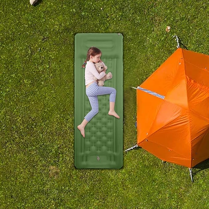 Sleeping Pad - 4.3 Inch Thick Inflatable Mattress Built-in Foot Pump Backpacking Air Bed Outdoor Gear Sports &amp Outdoors Blue Portable Mat for Adults Hiking Travel Car Tent and Mountaineering