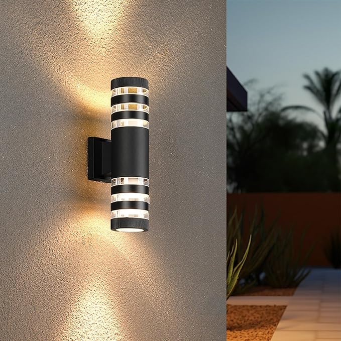 6Pack 15inch LED Cylinder Up &amp Down Wall Lights18W Modern Outdoor Wall Light 4000K Day White Aluminum Body Waterproof IP65 LED Exterior Light Fixtures Wall Mount for House Patio Garage Garden