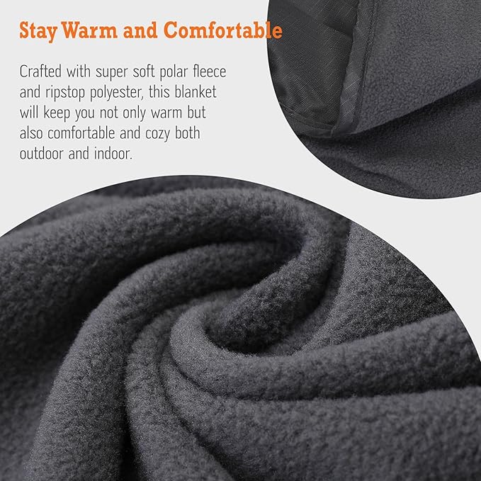 4-in-1 Large Camping Blankets - Waterproof Windproof Fleece Outdoor Blankets for Stadium Sports Car Concert - 81x57 Portable (Antique Ruby)