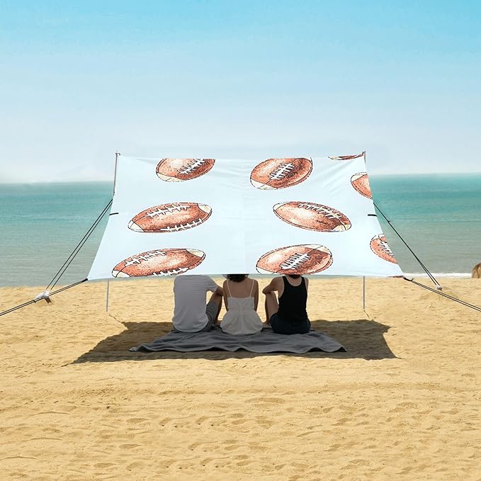 Rugby Pattern (12) Camping Sun Shelter Beach Tent Portable Beach Sun Shade Outdoor Canopy for Camping Trips Fishing Picnic