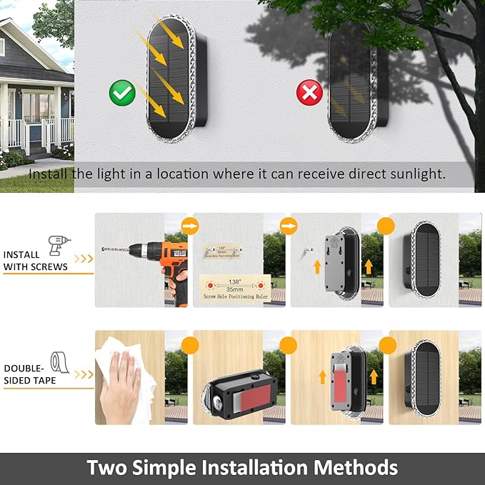 8PK Solar Fence Lights Outdoor - Solar Outdoor Light Warm White &amp RGB Lights for Outside Backyard Patio Deck Fence Stair Handrail Pool and Wall